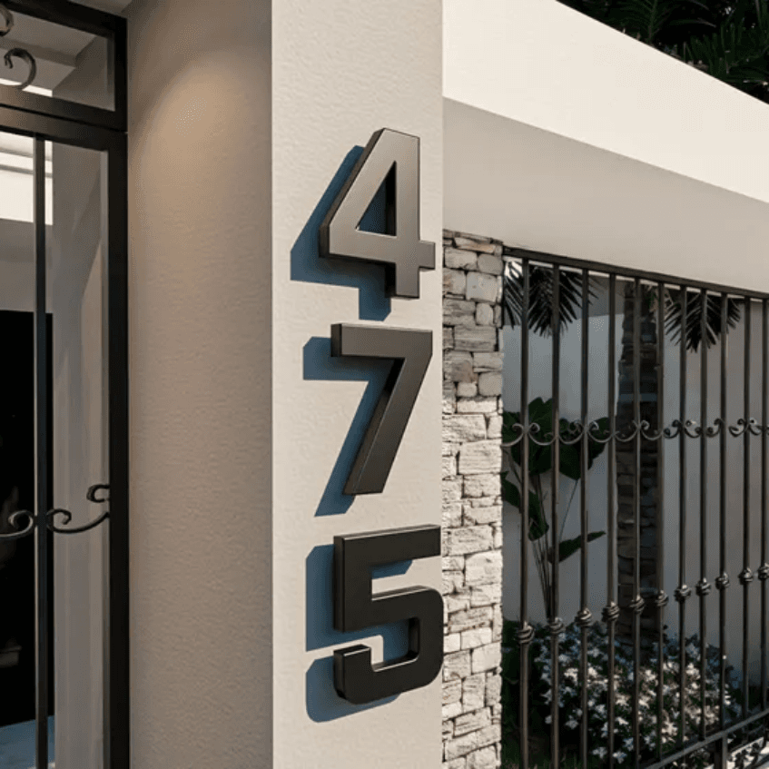 Número Residencial Flutuante 20cm Preto Fosco Contemporâneo