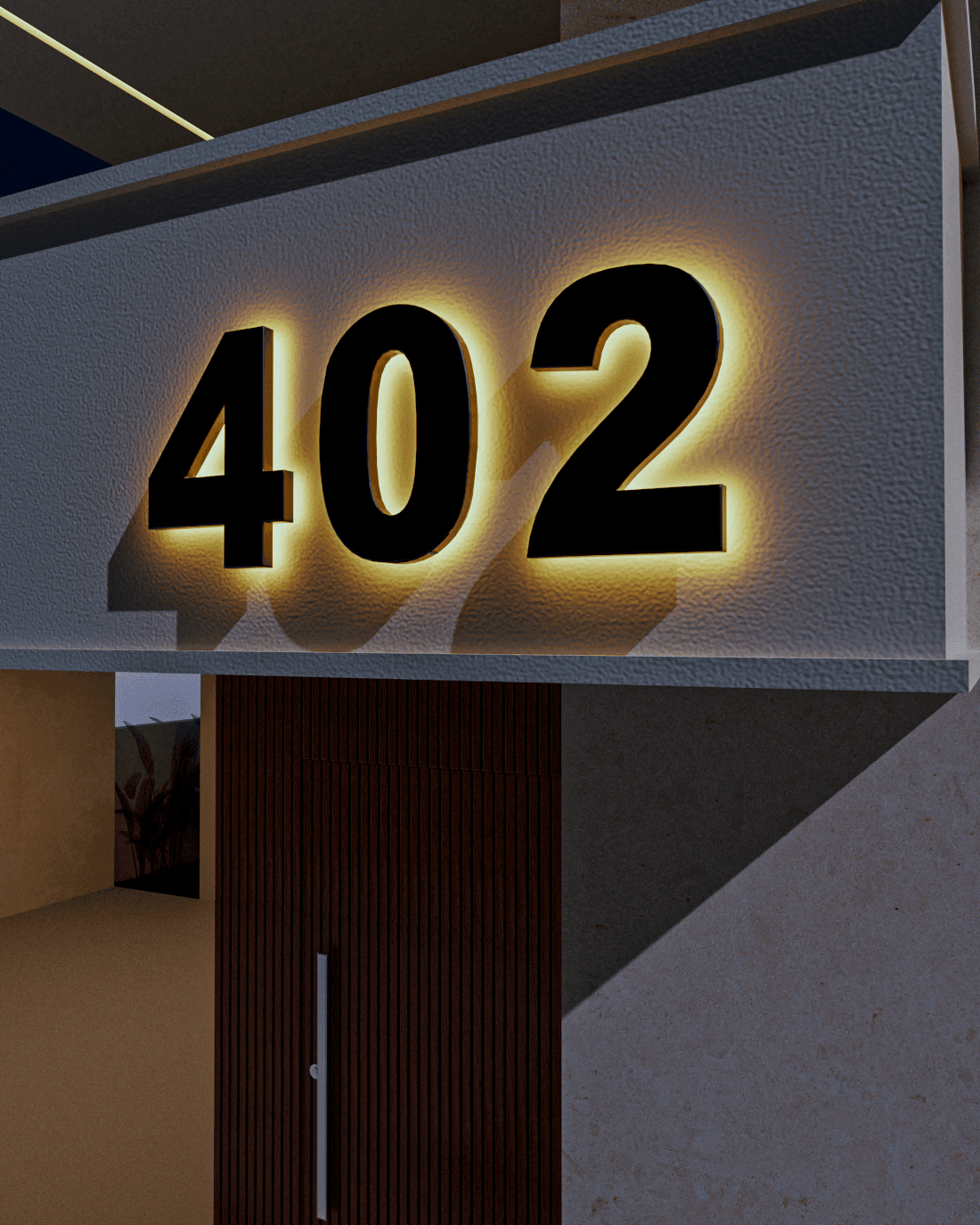 Número Residencial Com Led 40cm Preto Fosco