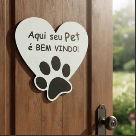 Placa Decorativa Aqui Seu Pet É Bem Vindo Acm 20x20 Cm