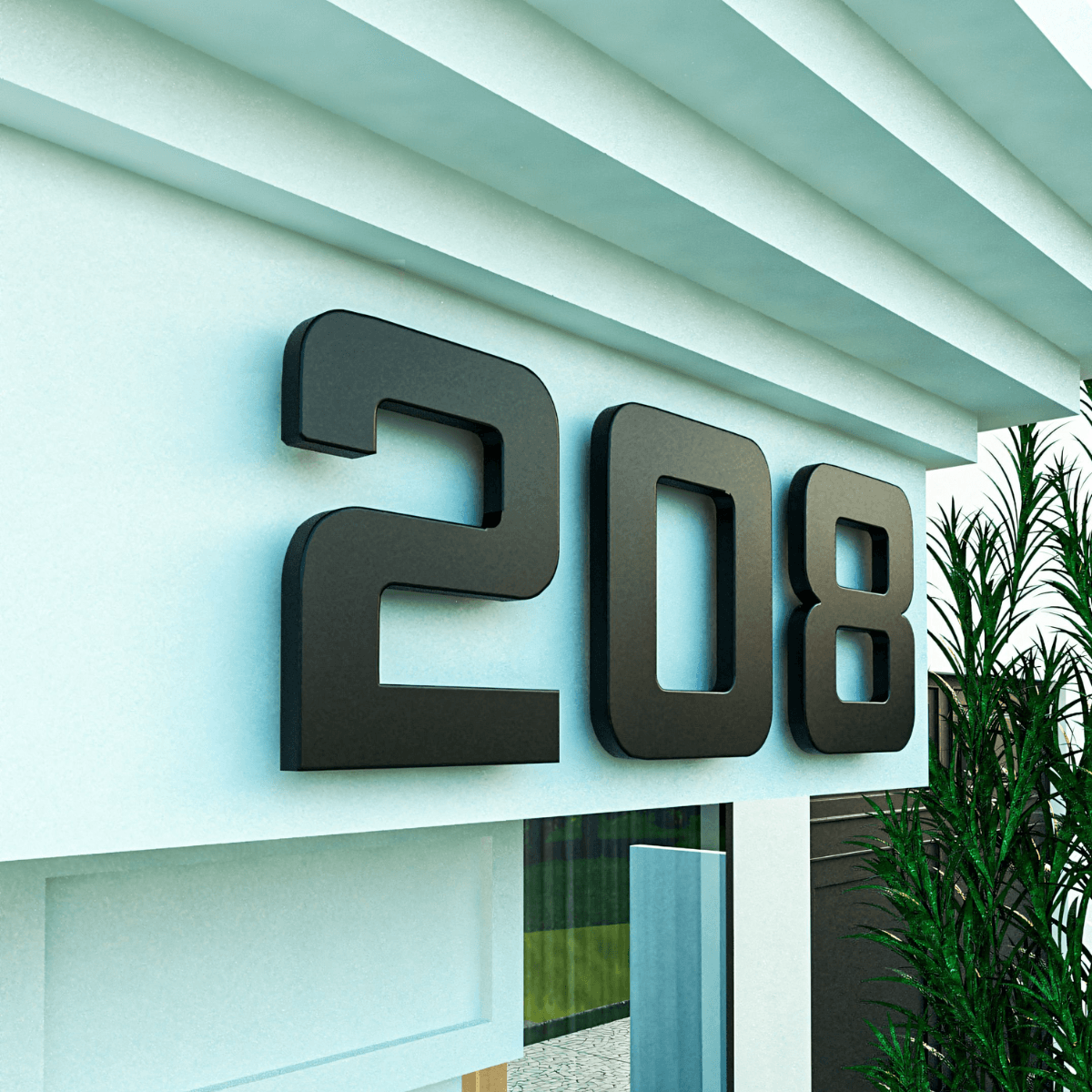 Número Residencial Flutuante 30cm Preto Fosco Contemporâneo